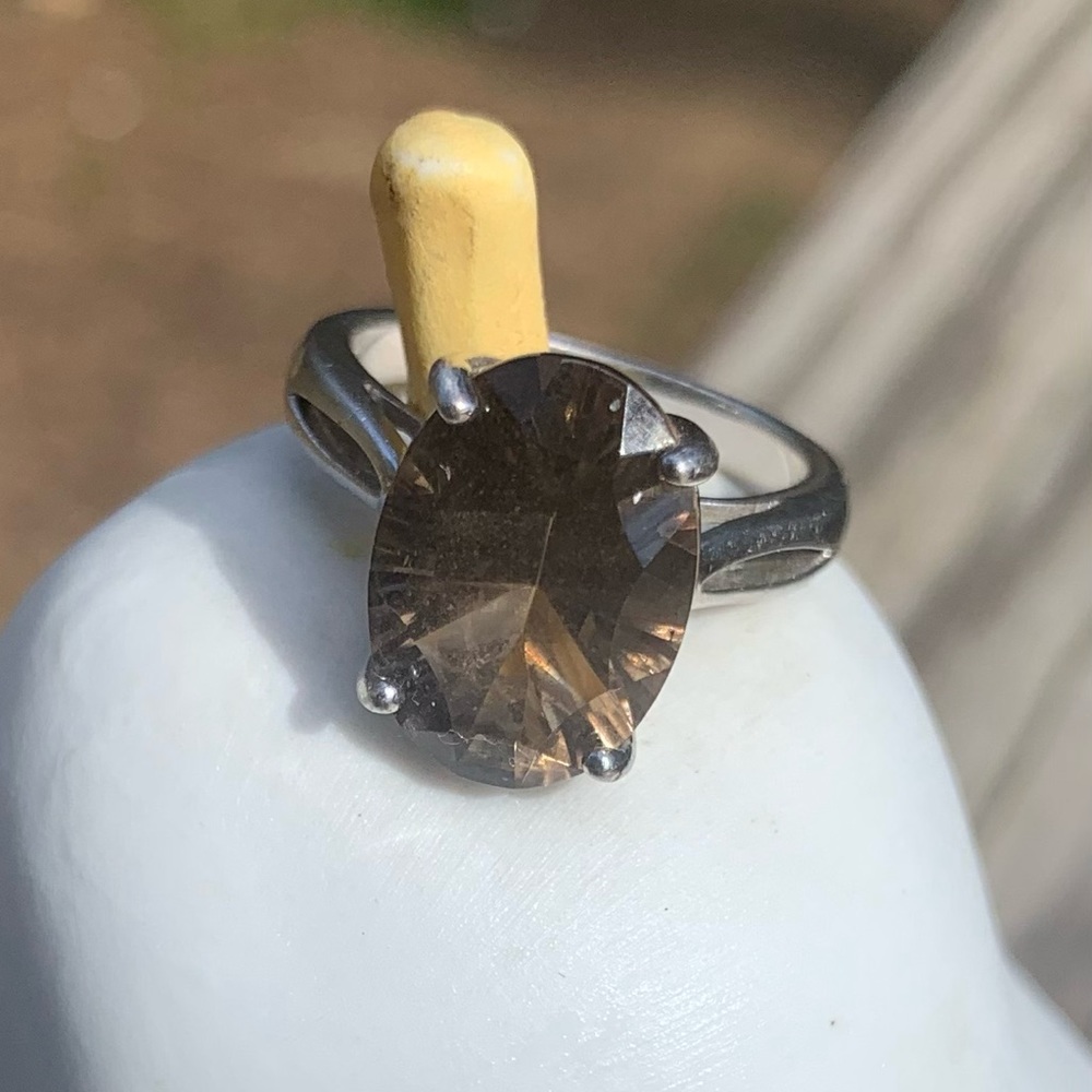 Smoky Topaz SS RING. SZ 6 - Picture 3 of 5